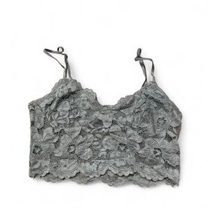 Zara Green Floral Lace Crop Top Tank Top